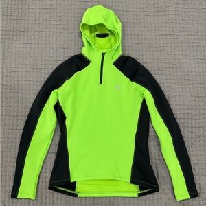 Pearl Izumi Women’s Medium Green Thermal Quarter Zip Cycling Top with Hood